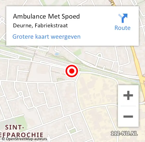 Locatie op kaart van de 112 melding: Ambulance Met Spoed Naar Deurne, Fabriekstraat op 16 januari 2020 17:23