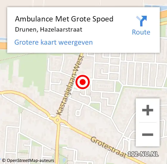 Locatie op kaart van de 112 melding: Ambulance Met Grote Spoed Naar Drunen, Hazelaarstraat op 30 september 2013 04:32