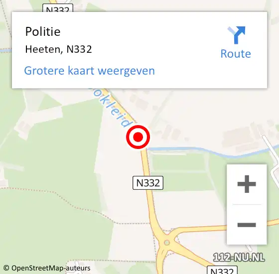 Locatie op kaart van de 112 melding: Politie Heeten, N332 op 16 januari 2020 18:35