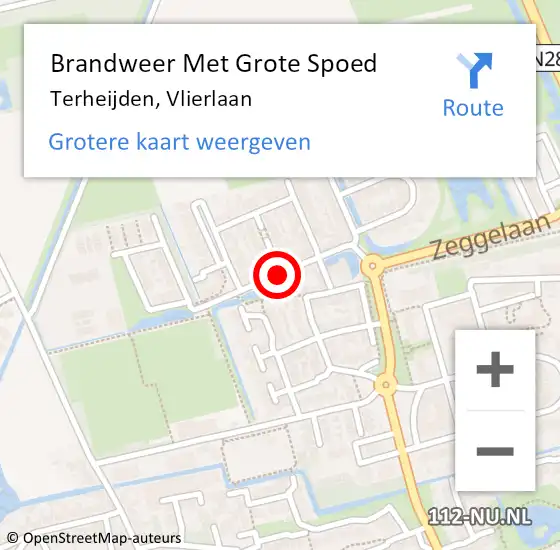 Locatie op kaart van de 112 melding: Brandweer Met Grote Spoed Naar Terheijden, Vlierlaan op 16 januari 2020 18:55