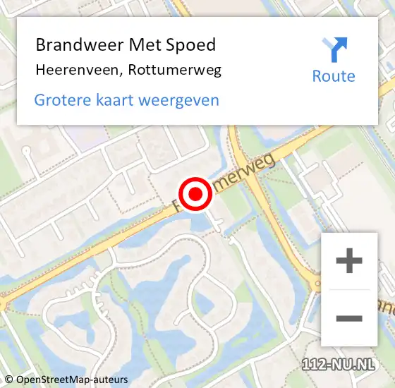 Locatie op kaart van de 112 melding: Brandweer Met Spoed Naar Heerenveen, Rottumerweg op 16 januari 2020 19:02