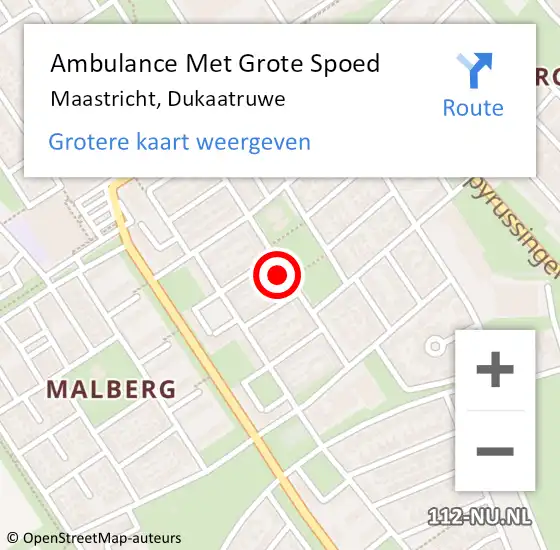 Locatie op kaart van de 112 melding: Ambulance Met Grote Spoed Naar Maastricht, Dukaatruwe op 30 september 2013 04:35