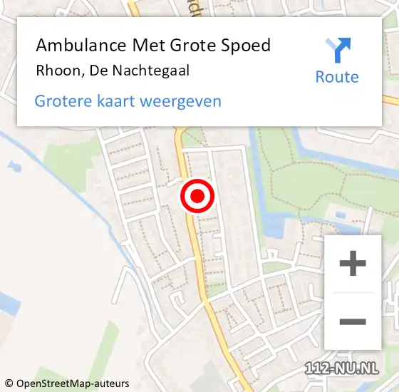 Locatie op kaart van de 112 melding: Ambulance Met Grote Spoed Naar Rhoon, De Nachtegaal op 25 april 2014 18:57