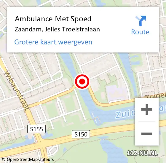 Locatie op kaart van de 112 melding: Ambulance Met Spoed Naar Zaandam, Jelles Troelstralaan op 16 januari 2020 19:39