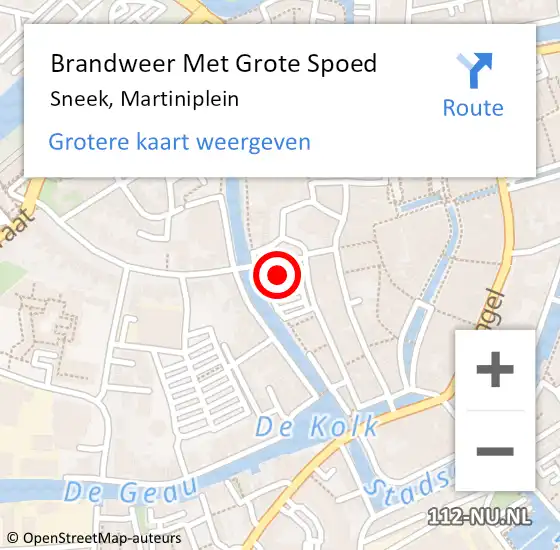 Locatie op kaart van de 112 melding: Brandweer Met Grote Spoed Naar Sneek, Martiniplein op 16 januari 2020 20:22