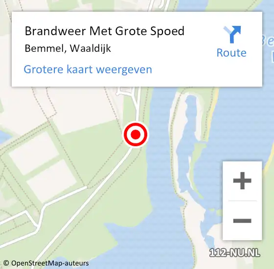 Locatie op kaart van de 112 melding: Brandweer Met Grote Spoed Naar Bemmel, Waaldijk op 16 januari 2020 20:47