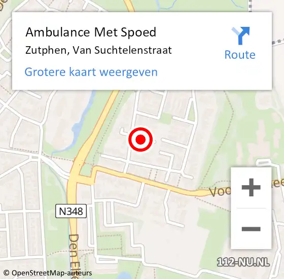 Locatie op kaart van de 112 melding: Ambulance Met Spoed Naar Zutphen, Van Suchtelenstraat op 16 januari 2020 22:28