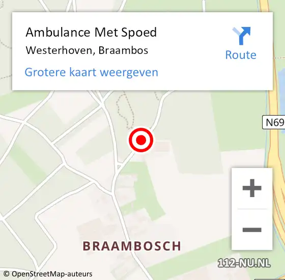 Locatie op kaart van de 112 melding: Ambulance Met Spoed Naar Westerhoven, Braambos op 17 januari 2020 02:02