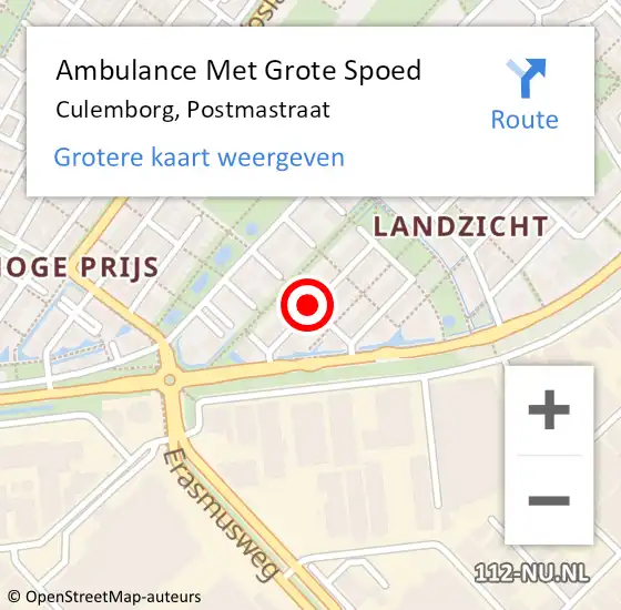 Locatie op kaart van de 112 melding: Ambulance Met Grote Spoed Naar Culemborg, Postmastraat op 17 januari 2020 04:01