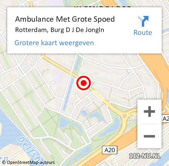 Locatie op kaart van de 112 melding: Ambulance Met Grote Spoed Naar Rotterdam, Burg D J De Jongln op 17 januari 2020 08:33