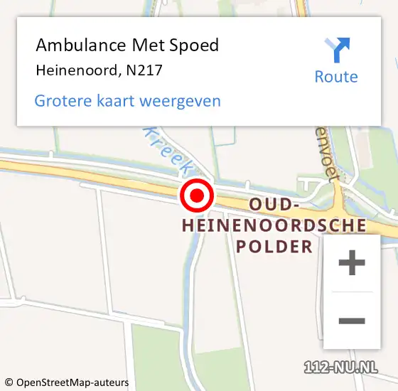 Locatie op kaart van de 112 melding: Ambulance Met Spoed Naar Heinenoord, N217 op 17 januari 2020 09:52