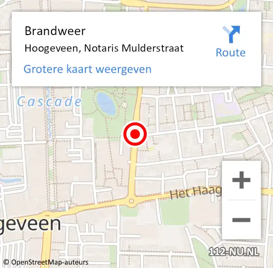 Locatie op kaart van de 112 melding: Brandweer Hoogeveen, Notaris Mulderstraat op 17 januari 2020 10:06