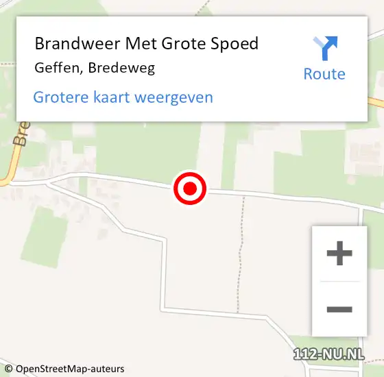 Locatie op kaart van de 112 melding: Brandweer Met Grote Spoed Naar Geffen, Bredeweg op 17 januari 2020 11:00