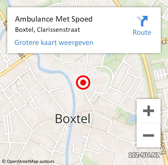 Locatie op kaart van de 112 melding: Ambulance Met Spoed Naar Boxtel, Clarissenstraat op 17 januari 2020 11:18