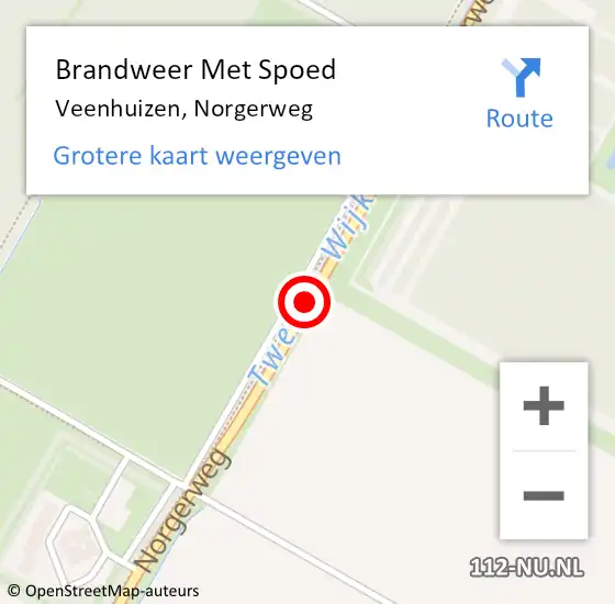 Locatie op kaart van de 112 melding: Brandweer Met Spoed Naar Veenhuizen, Norgerweg op 17 januari 2020 11:38