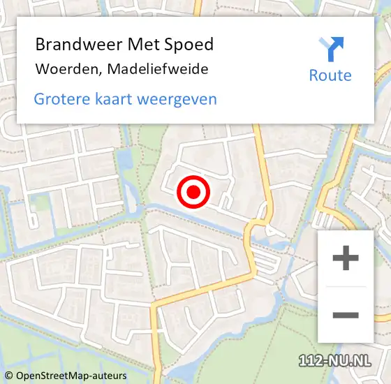 Locatie op kaart van de 112 melding: Brandweer Met Spoed Naar Woerden, Madeliefweide op 17 januari 2020 11:52