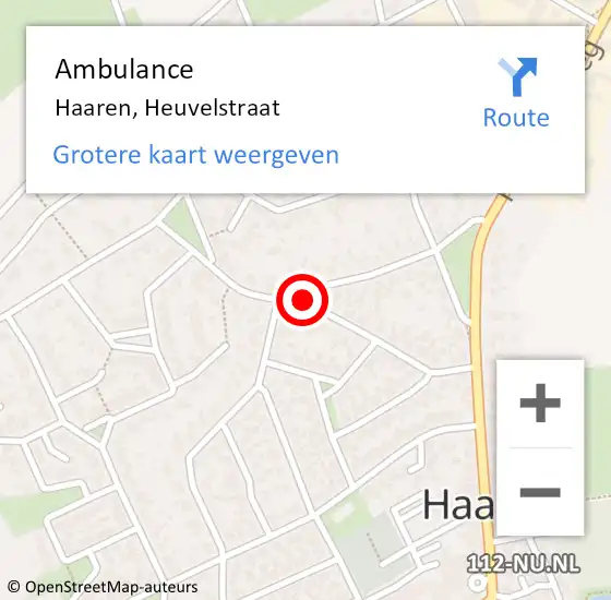 Locatie op kaart van de 112 melding: Ambulance Haaren, Heuvelstraat op 17 januari 2020 12:13