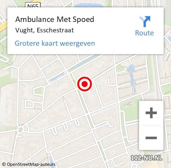 Locatie op kaart van de 112 melding: Ambulance Met Spoed Naar Vught, Esschestraat op 17 januari 2020 12:46