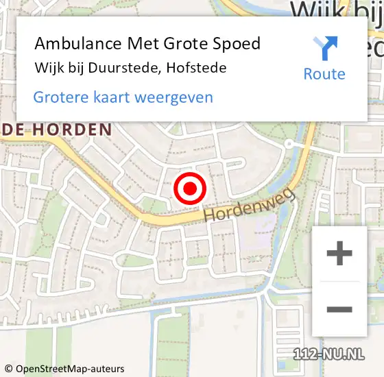 Locatie op kaart van de 112 melding: Ambulance Met Grote Spoed Naar Wijk bij Duurstede, Hofstede op 25 april 2014 20:06