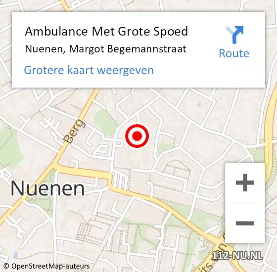 Locatie op kaart van de 112 melding: Ambulance Met Grote Spoed Naar Nuenen, Margot Begemannstraat op 17 januari 2020 13:29