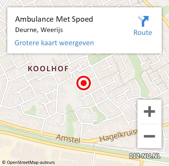 Locatie op kaart van de 112 melding: Ambulance Met Spoed Naar Deurne, Weerijs op 17 januari 2020 13:55