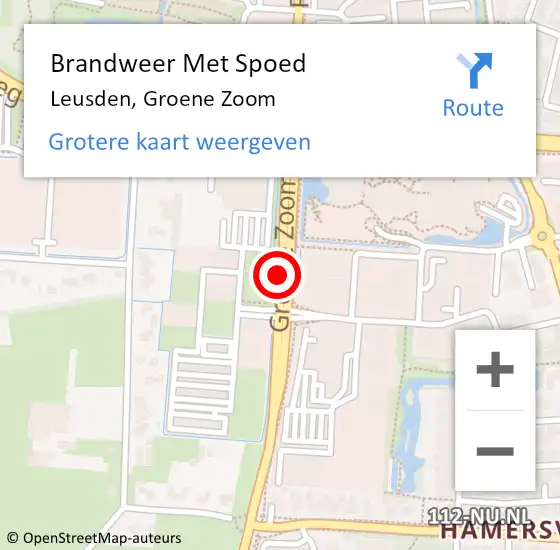Locatie op kaart van de 112 melding: Brandweer Met Spoed Naar Leusden, Groene Zoom op 17 januari 2020 14:09