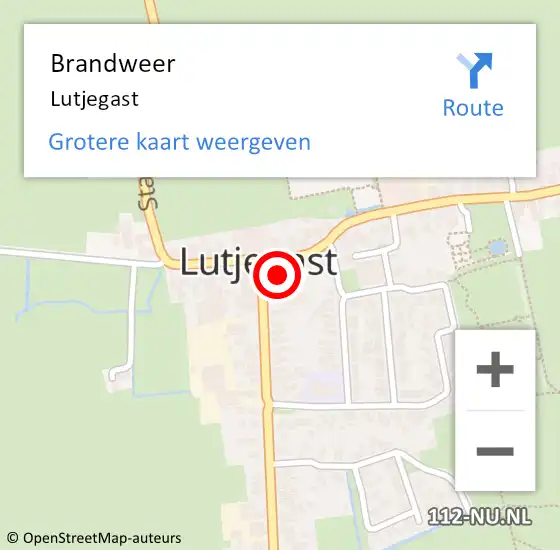 Locatie op kaart van de 112 melding: Brandweer Lutjegast op 17 januari 2020 15:04