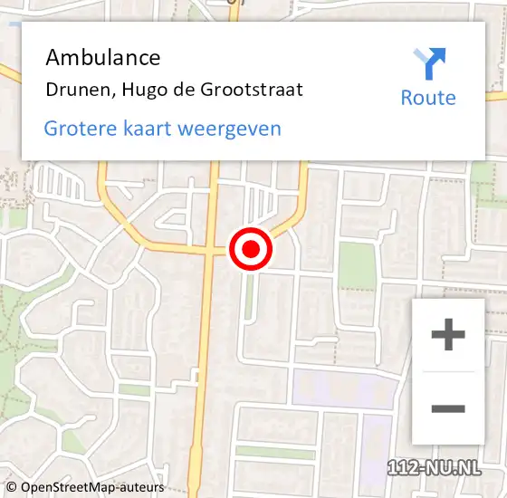 Locatie op kaart van de 112 melding: Ambulance Drunen, Hugo de Grootstraat op 17 januari 2020 15:52