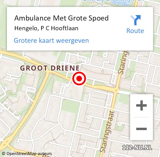 Locatie op kaart van de 112 melding: Ambulance Met Grote Spoed Naar Hengelo, P C Hooftlaan op 17 januari 2020 16:21