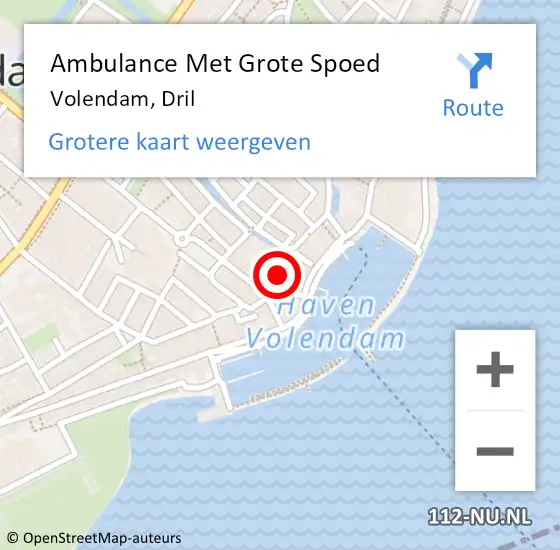 Locatie op kaart van de 112 melding: Ambulance Met Grote Spoed Naar Volendam, Dril op 17 januari 2020 16:44