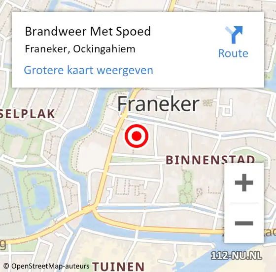 Locatie op kaart van de 112 melding: Brandweer Met Spoed Naar Franeker, Ockingahiem op 25 april 2014 21:06