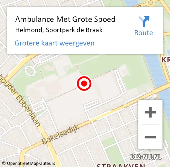 Locatie op kaart van de 112 melding: Ambulance Met Grote Spoed Naar Helmond, Sportpark de Braak op 17 januari 2020 23:12