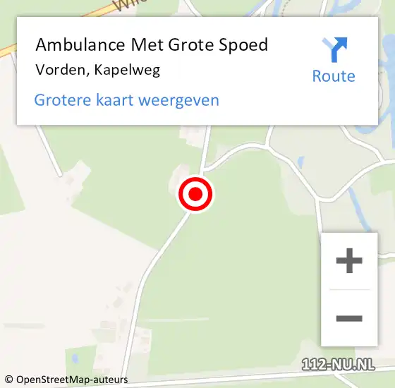 Locatie op kaart van de 112 melding: Ambulance Met Grote Spoed Naar Vorden, Kapelweg op 18 januari 2020 00:39