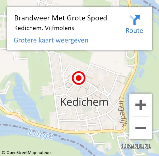 Locatie op kaart van de 112 melding: Brandweer Met Grote Spoed Naar Kedichem, Vijfmolens op 18 januari 2020 01:41