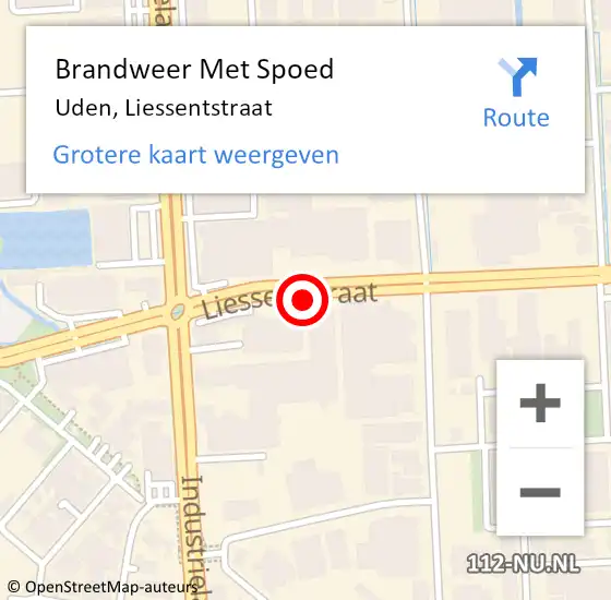 Locatie op kaart van de 112 melding: Brandweer Met Spoed Naar Uden, Liessentstraat op 18 januari 2020 01:52