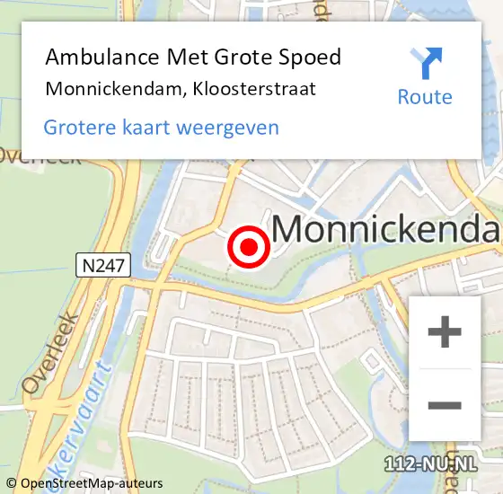 Locatie op kaart van de 112 melding: Ambulance Met Grote Spoed Naar Monnickendam, Kloosterstraat op 18 januari 2020 02:34