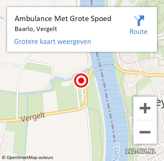 Locatie op kaart van de 112 melding: Ambulance Met Grote Spoed Naar Baarlo, Vergelt op 25 april 2014 21:30