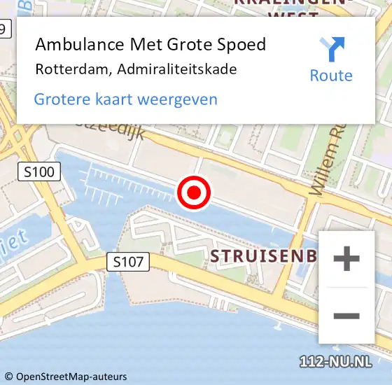 Locatie op kaart van de 112 melding: Ambulance Met Grote Spoed Naar Rotterdam, Admiraliteitskade op 18 januari 2020 03:56