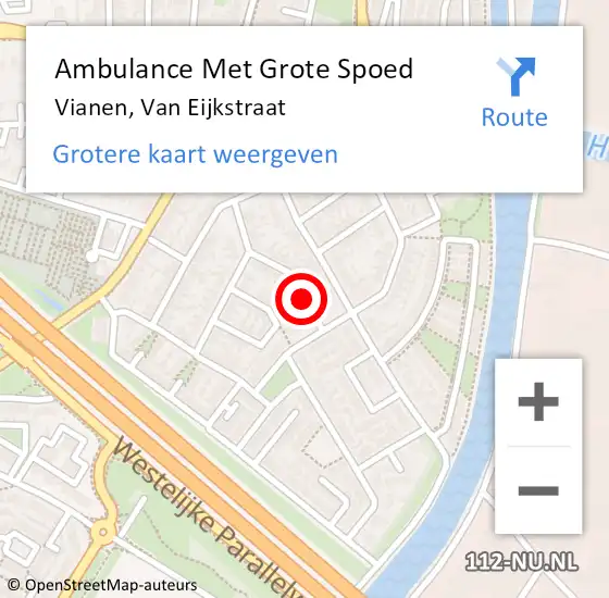 Locatie op kaart van de 112 melding: Ambulance Met Grote Spoed Naar Vianen, Van Eijkstraat op 18 januari 2020 06:46