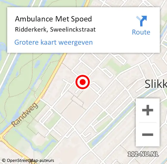 Locatie op kaart van de 112 melding: Ambulance Met Spoed Naar Ridderkerk, Sweelinckstraat op 18 januari 2020 07:43