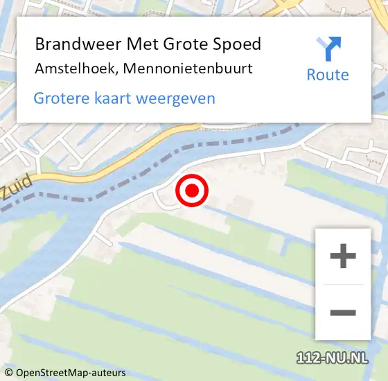 Locatie op kaart van de 112 melding: Brandweer Met Grote Spoed Naar Amstelhoek, Mennonietenbuurt op 25 april 2014 21:41