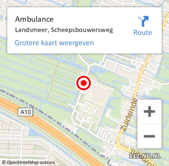 Locatie op kaart van de 112 melding: Ambulance Landsmeer, Scheepsbouwersweg op 18 januari 2020 08:42