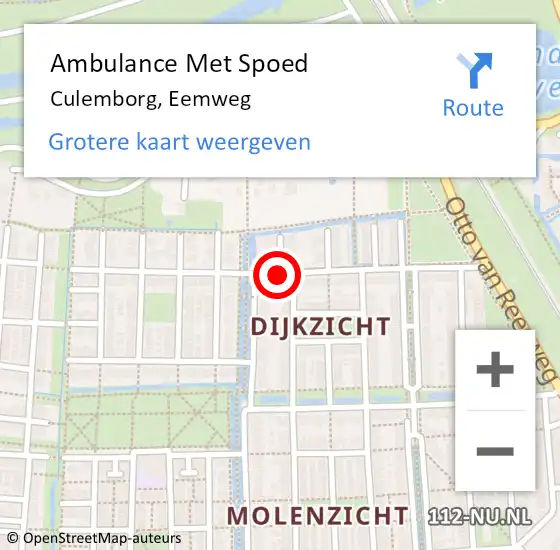 Locatie op kaart van de 112 melding: Ambulance Met Spoed Naar Culemborg, Eemweg op 18 januari 2020 10:01
