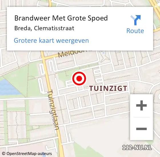 Locatie op kaart van de 112 melding: Brandweer Met Grote Spoed Naar Breda, Clematisstraat op 18 januari 2020 11:04