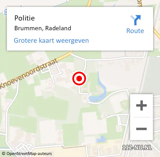 Locatie op kaart van de 112 melding: Politie Brummen, Radeland op 18 januari 2020 12:51