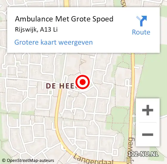 Locatie op kaart van de 112 melding: Ambulance Met Grote Spoed Naar Rijswijk, A4 Li op 18 januari 2020 13:06