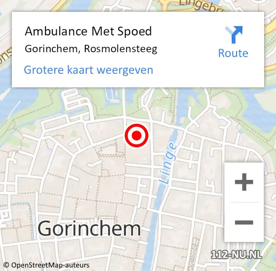Locatie op kaart van de 112 melding: Ambulance Met Spoed Naar Gorinchem, Rosmolensteeg op 18 januari 2020 14:19