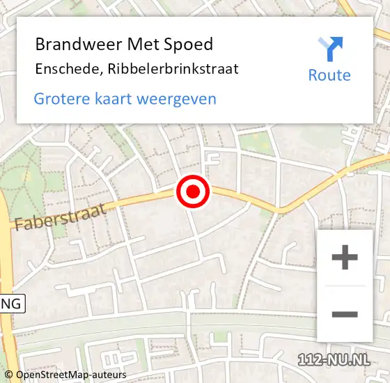 Locatie op kaart van de 112 melding: Brandweer Met Spoed Naar Enschede, Ribbelerbrinkstraat op 18 januari 2020 14:27