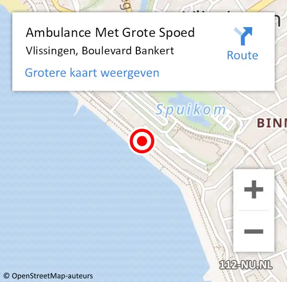 Locatie op kaart van de 112 melding: Ambulance Met Grote Spoed Naar Vlissingen, Boulevard Bankert op 18 januari 2020 16:21