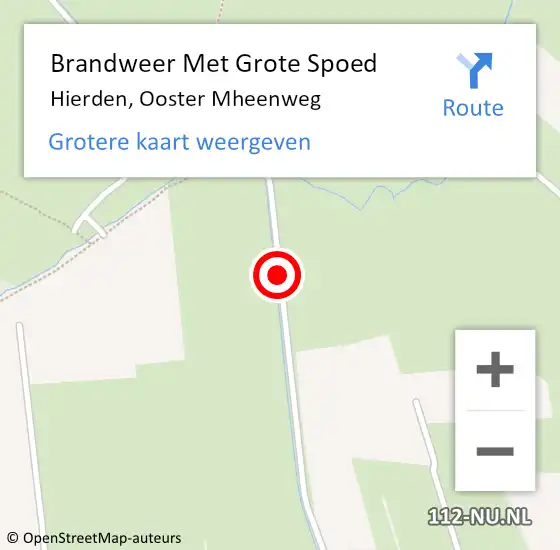 Locatie op kaart van de 112 melding: Brandweer Met Grote Spoed Naar Hierden, Ooster Mheenweg op 18 januari 2020 16:35